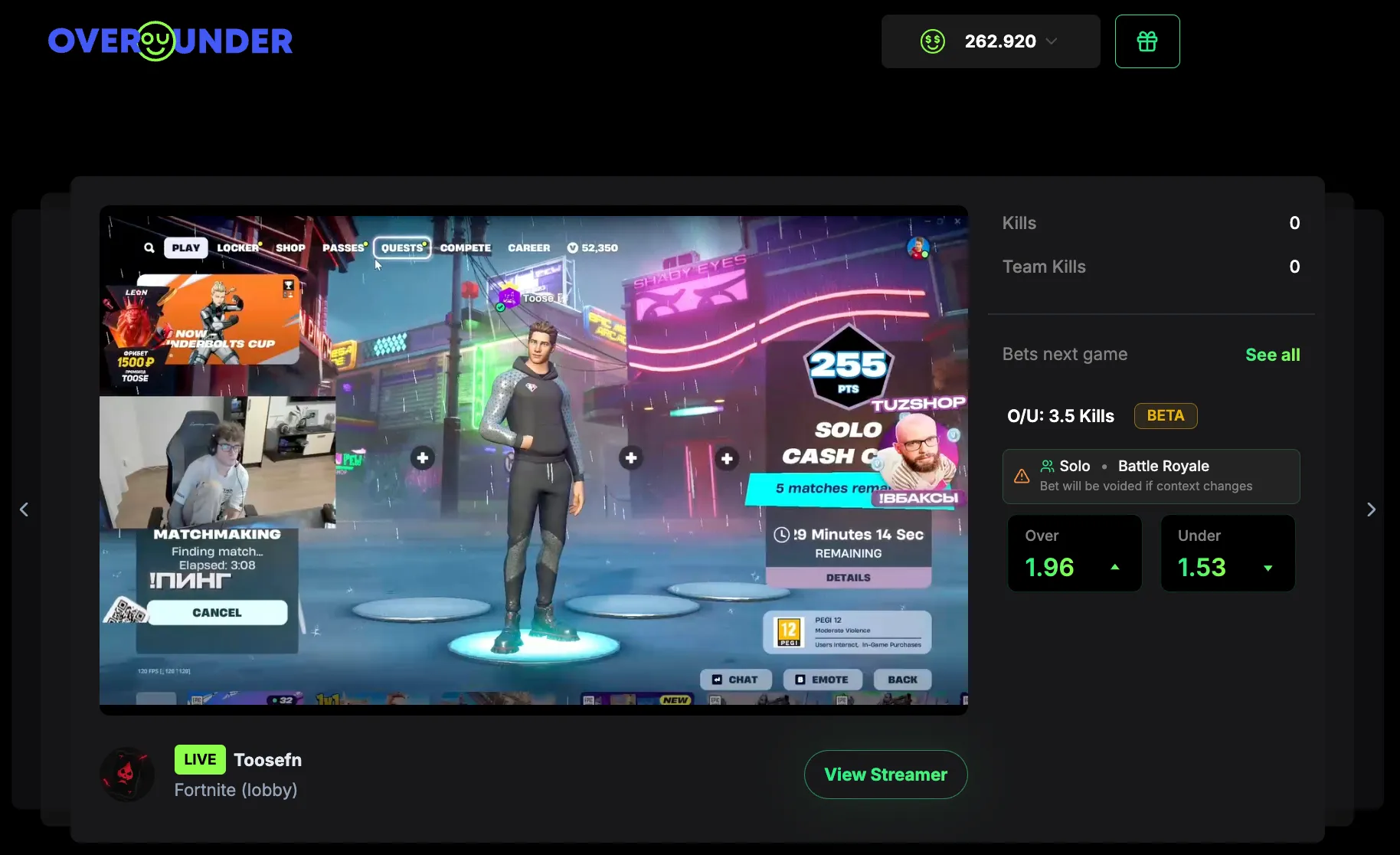 Fortnite on OverUnder